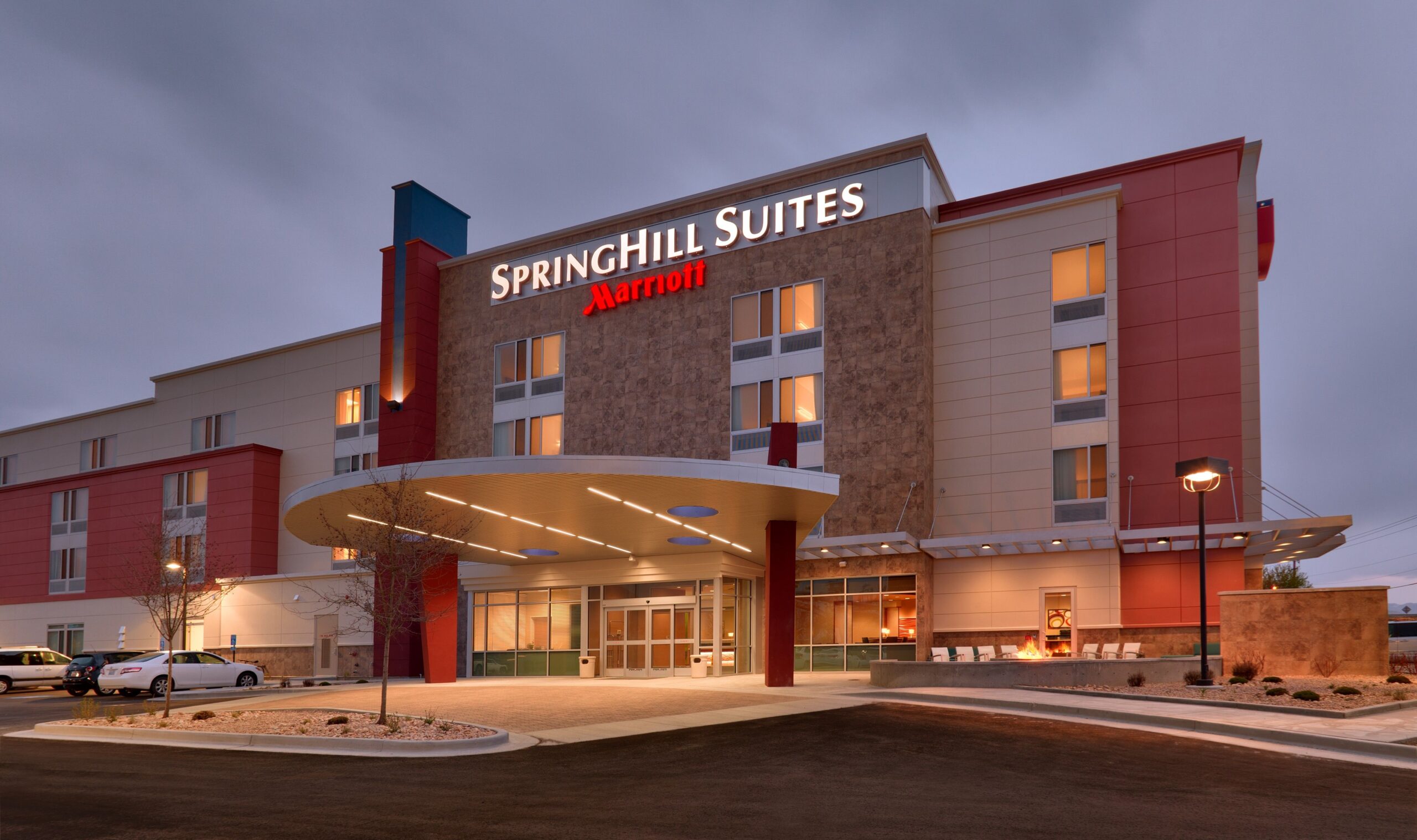 Dusk exterior view SpringHill Suites in Draper - Utah Real Estate-Developers Woodbury Corporation